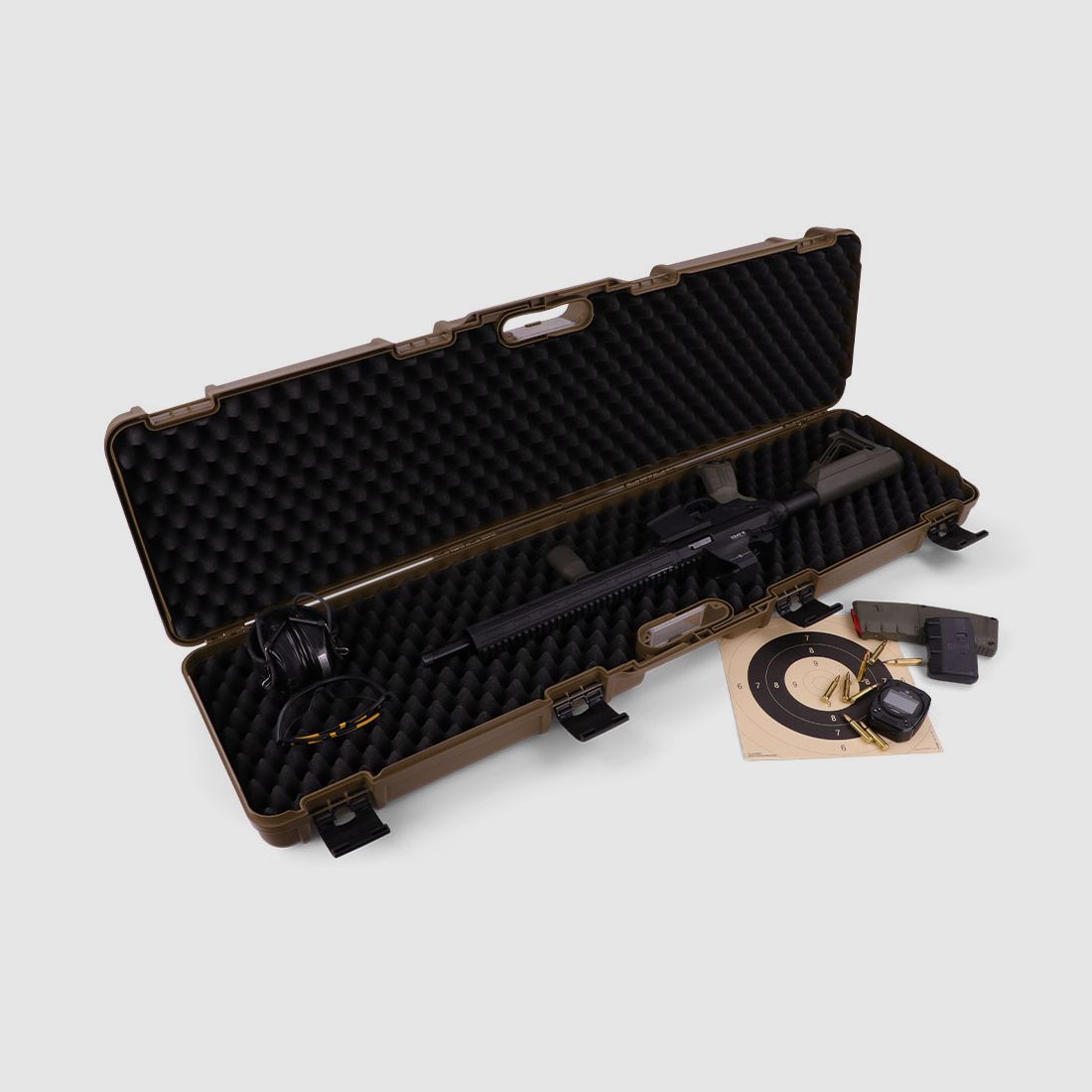 Winter Gewehrkoffer W11 117 cm für 1 Langwaffe – PP Kunststoff, 4 Push-Pull Verschlüsse, Noppen (Coyote)