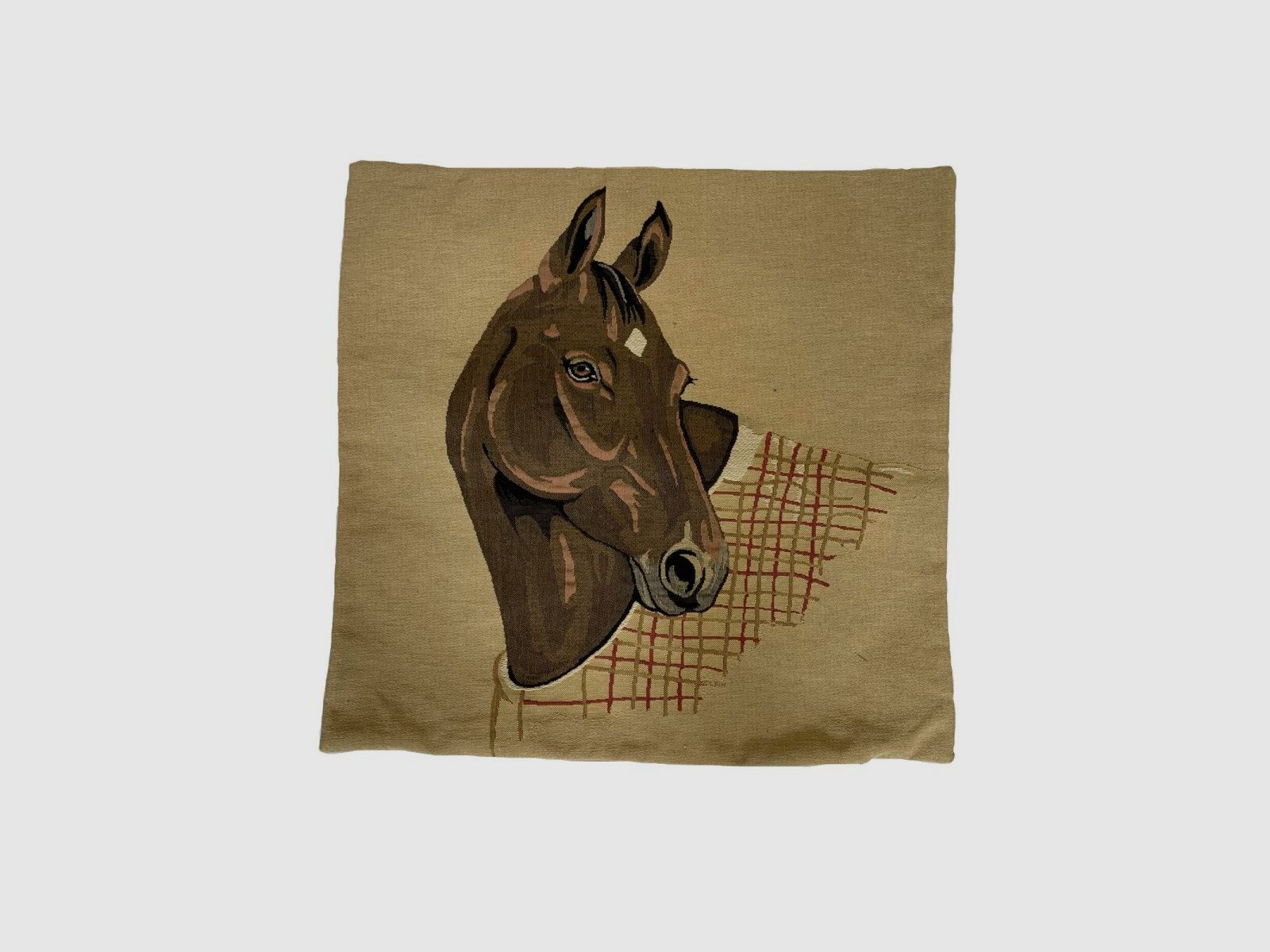 Cojín Lovergreen con motivo de cabeza de caballo Alezan, cabeza del lado derecho