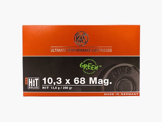 RWS 10,3x68 Mag. HIT 13,0g/200gr. Cartuchos de rifle sin plomo