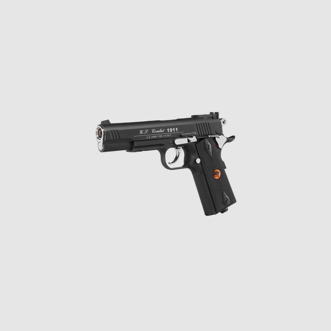 Bruni Guns US Combat M1911 CO2 Luftpistole Kal. 4,5mm BB Non Blowback mit Metallschlitten schwarz