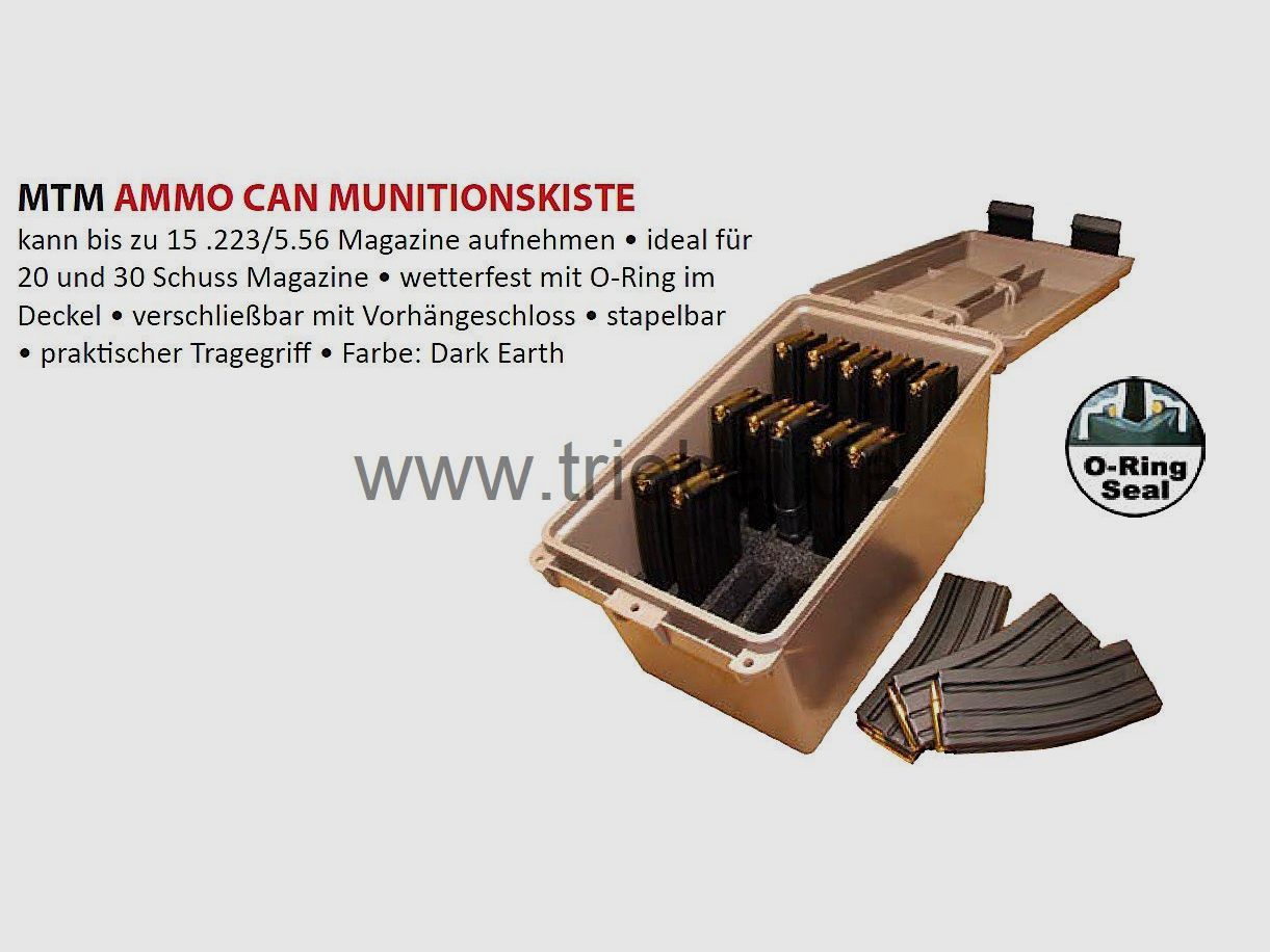 MTM Munitionskoffer Munitions-Transportbox FDE 'Ammo Can' bis zu 15 Magazine