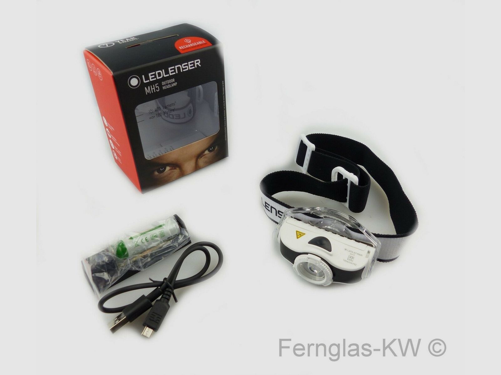 Ledlenser 500950 LED Kopflampe Stirnlampe MH5 Schwarz Weiß 400 Lumen mit Akku