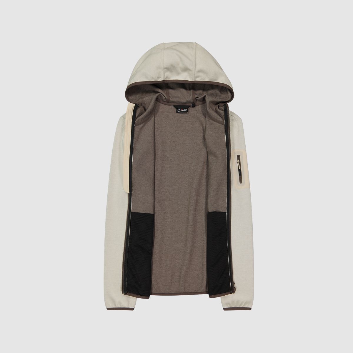 CMP Knit-Tech-Fleece mit Kapuze und Mesh Beige