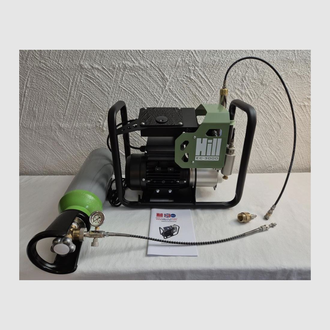 Hill EC-3000 Elektrischer Druckluftkompressor, Komplettset mit Druckluftflasche