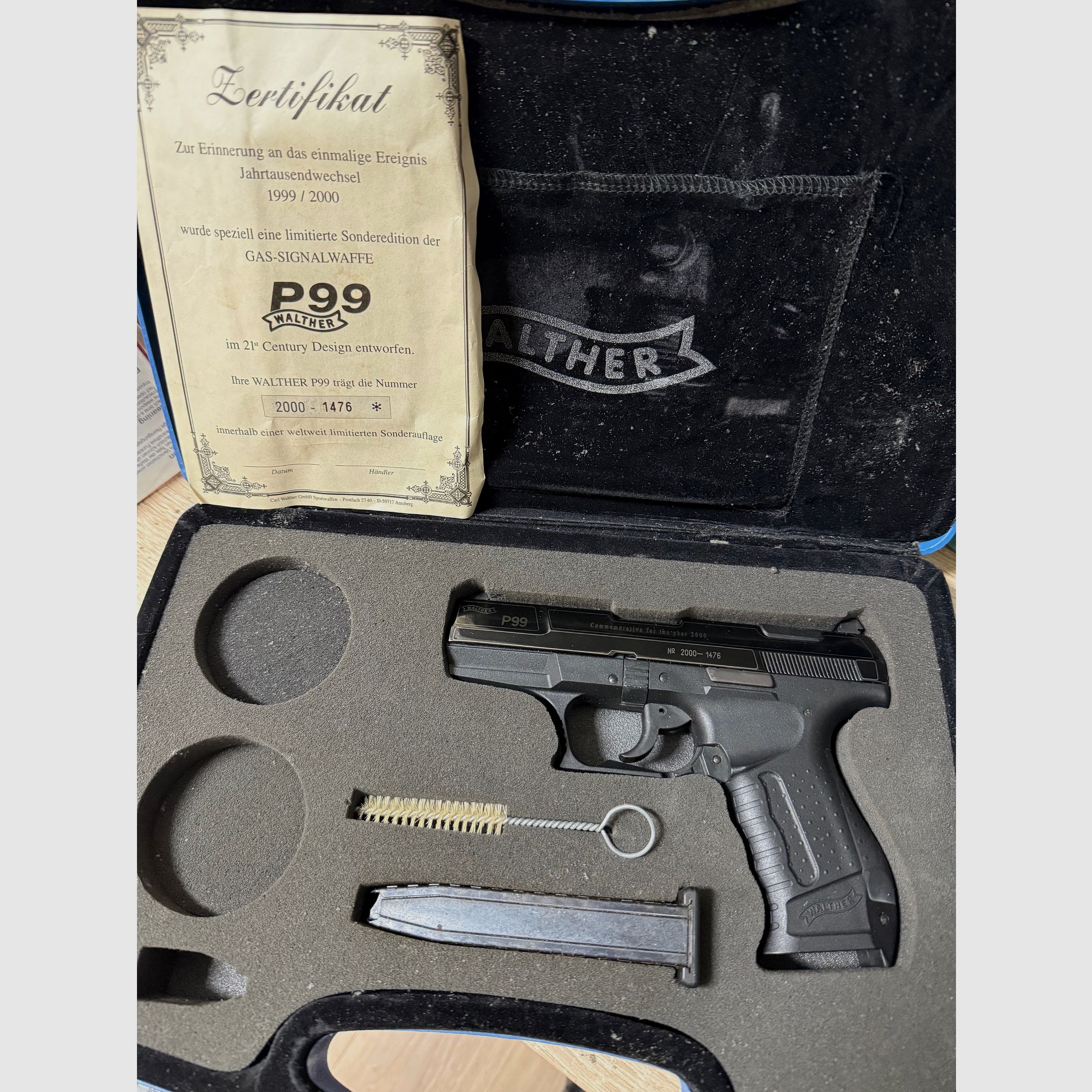 Walther p99 limited to 2000 pieces with certificate blank firing