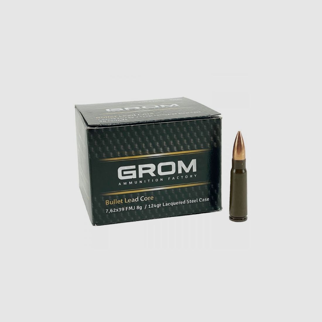 AMUNICJA GROM 7,62x39 FMJ 8 g 124grs, image 2 sur 2