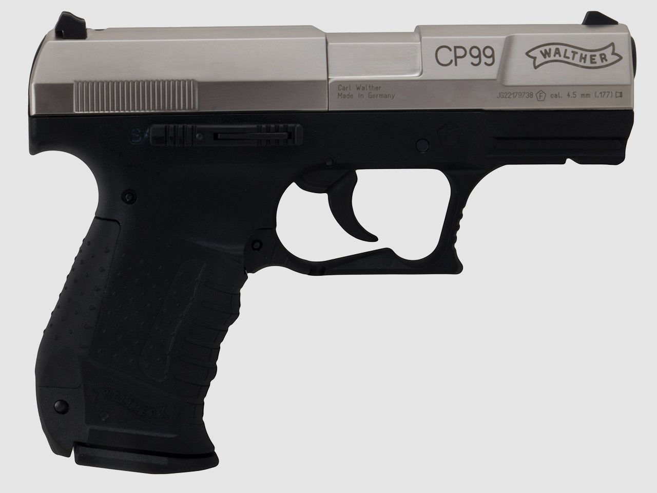 CO2 Pistole Walther CP99 Lauf 3 Zoll nickel Kaliber 4,5 mm Diabolos (P18)  Diabolos CO2 Kapsel Zeilscheiben Speedloader