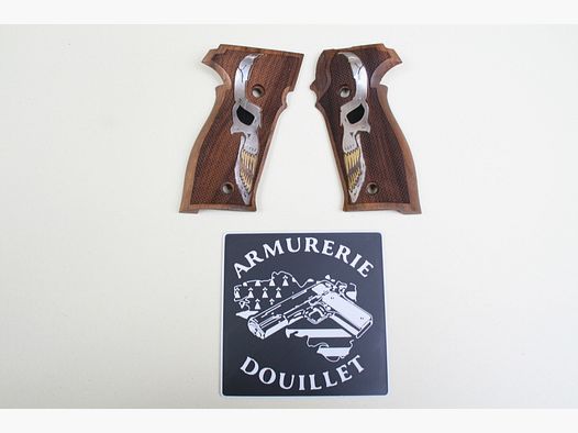 Plaquettes bois avec décoration de crâne stylisé pour Sig Sauer P226