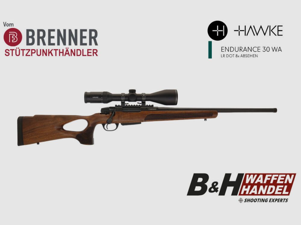 Brenner Komplettpaket: Brenner BR 20 Lochschaft mit Hawke Endurance 3-12x56