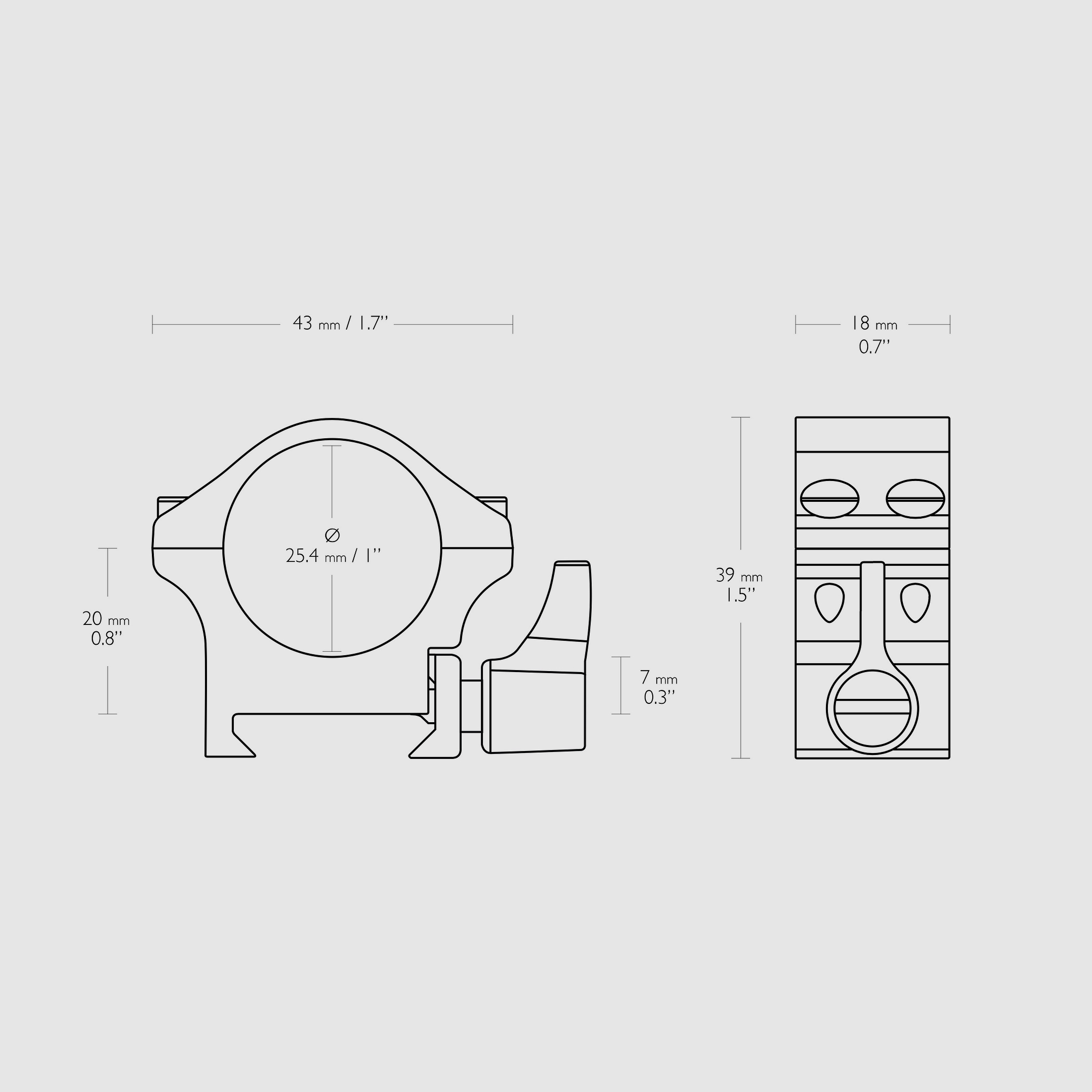 HAWKE 23100 Profi Steel RING MOUNTS 1" 2 PIECES WEAVER LOW