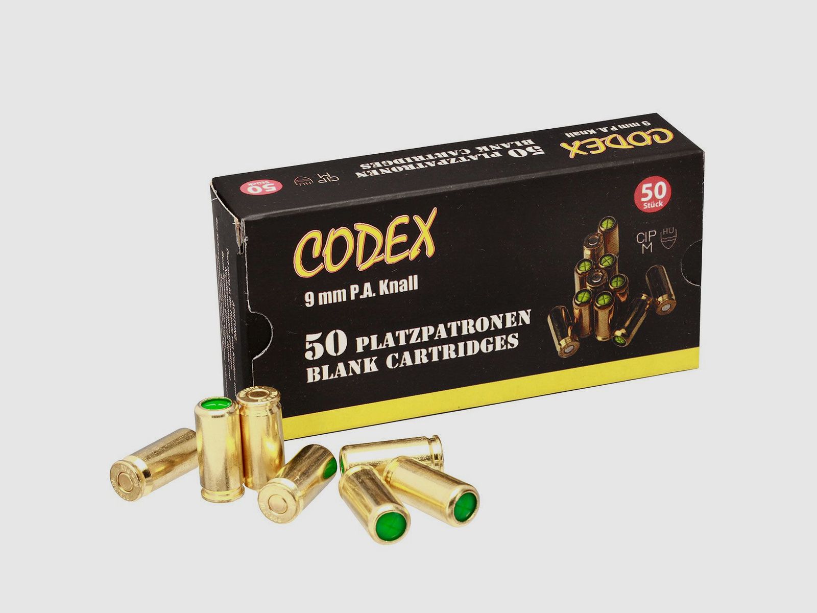Codex cartuchos de fogueo 9 mm PAK para pistola 50 disparos