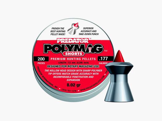 Predator Polymag Shorts Luchtbukskogeltjes 4.5 mm (.177) 8.02 gr – 200 stuks