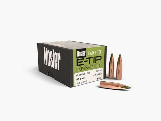 Nosler Geschoss E-Tip .30/.308 168GR Spitzer 50 Stück