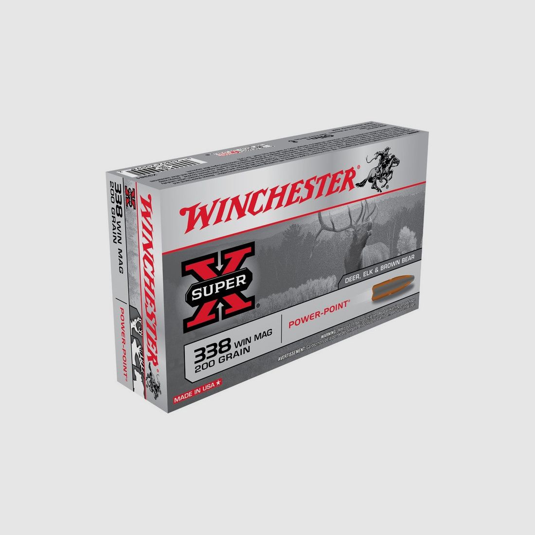 BOX MIT 20 PATRONEN WINCHESTER SUPER X POWER POINT KALIBER 338 WM 200 GR