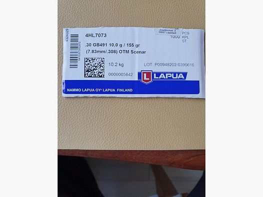 Geschosse Lapua Scenar 308Win 155grs