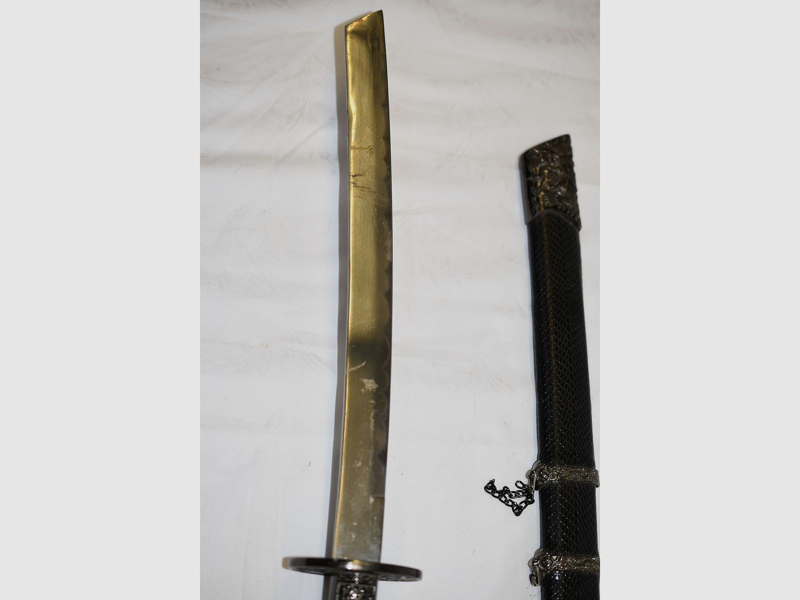 Katana, coltello Tanto in fodero, lunghezza totale 63 cm