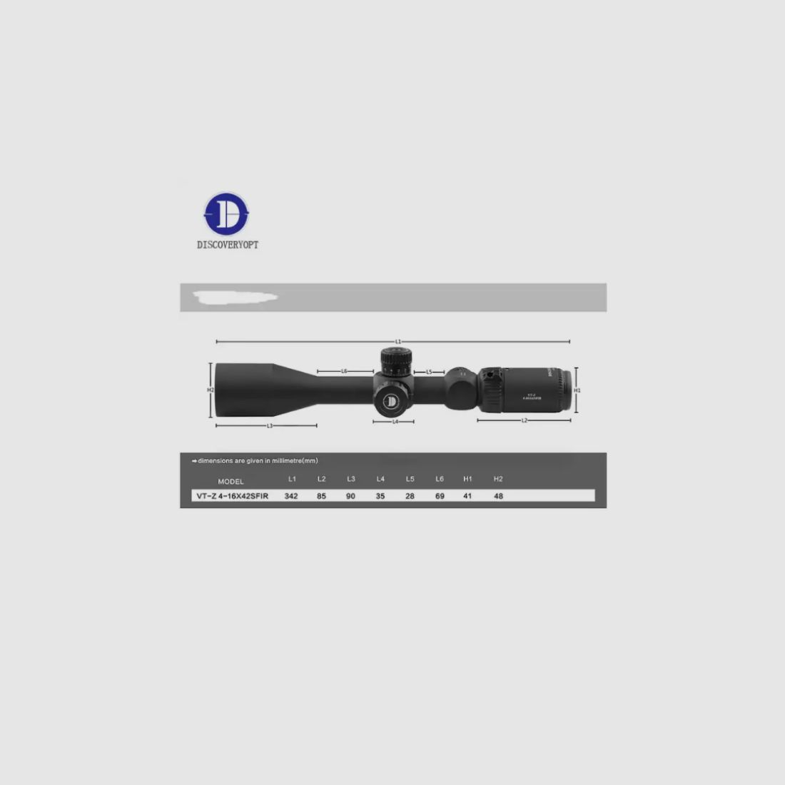 Telescopio Discovery Optics 3-12x42, diametro del tubo 25,4 mm con ruota laterale e supporto ad anello