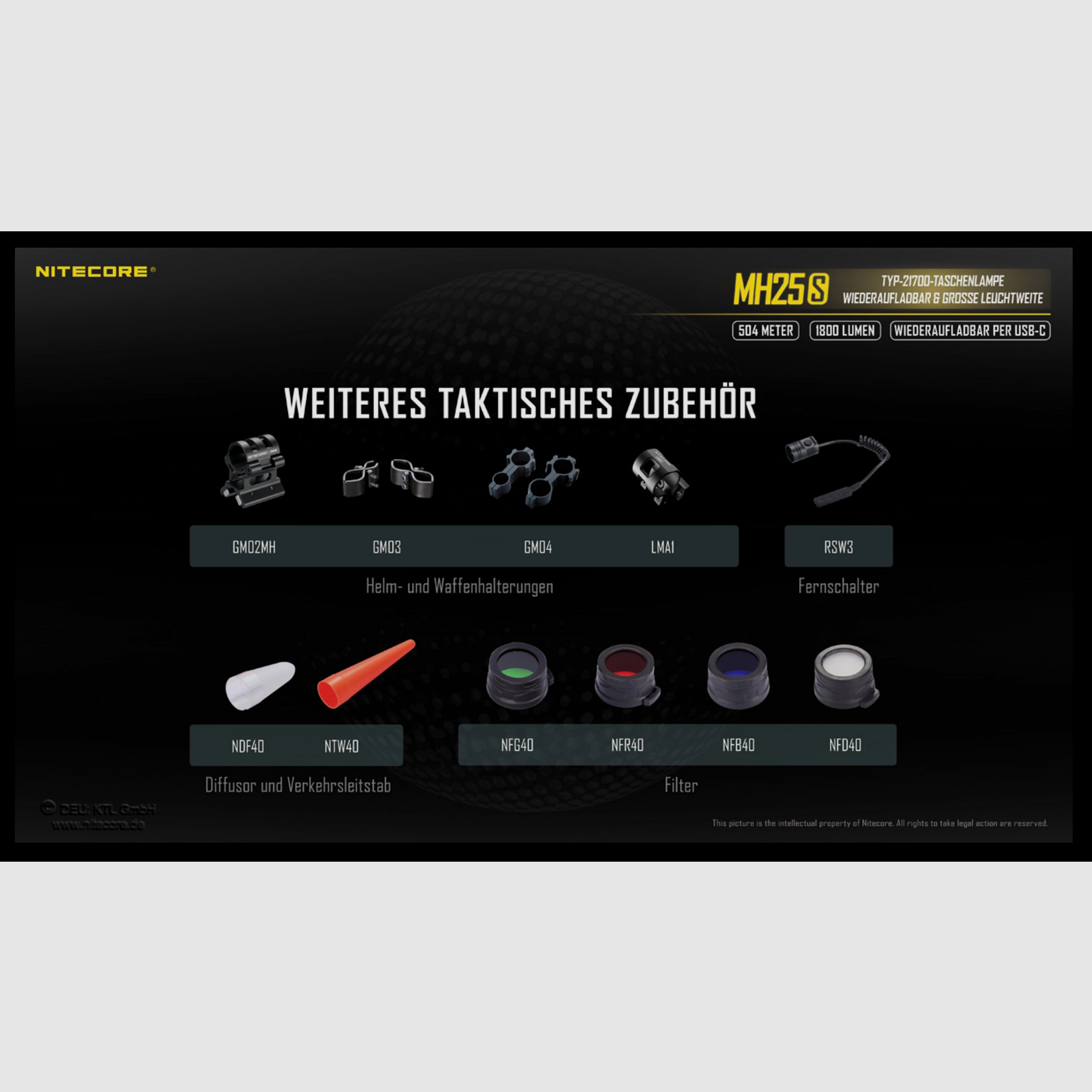 Nitecore MH25S LED Taschenlampe 1800 Lumen