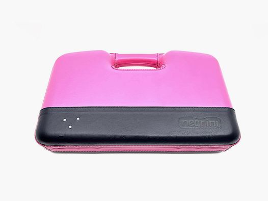 Negrini Lusso 2028TPL Pistolenkoffer Leder rosa / schwarz mit Swarovsky-Stein 325x165x70mm