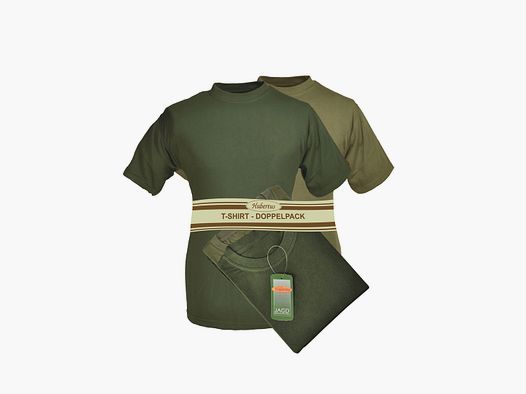 Paquete doble de camiseta olivo/juncos - Cuello redondo