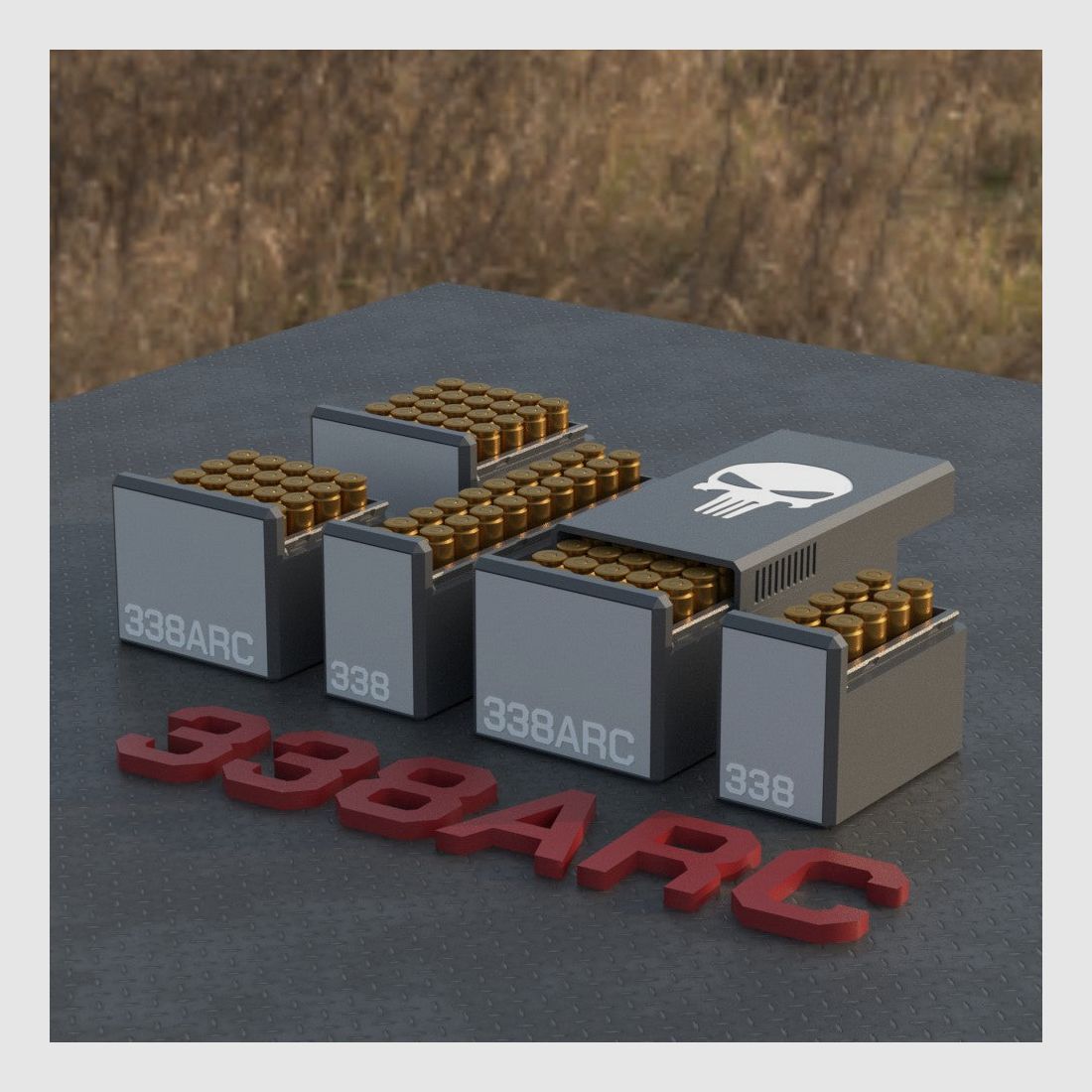 Filamelt Munitionsbox / Ammo Box .338 ARC – Patronenbox für 50 Schuss, Made in Germany