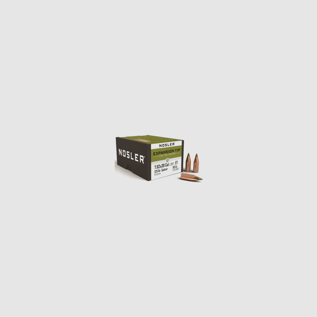 Balle Nosler 7,62x39/.311 E-Tip 123GR Tipped Boat Tail 50 pièces