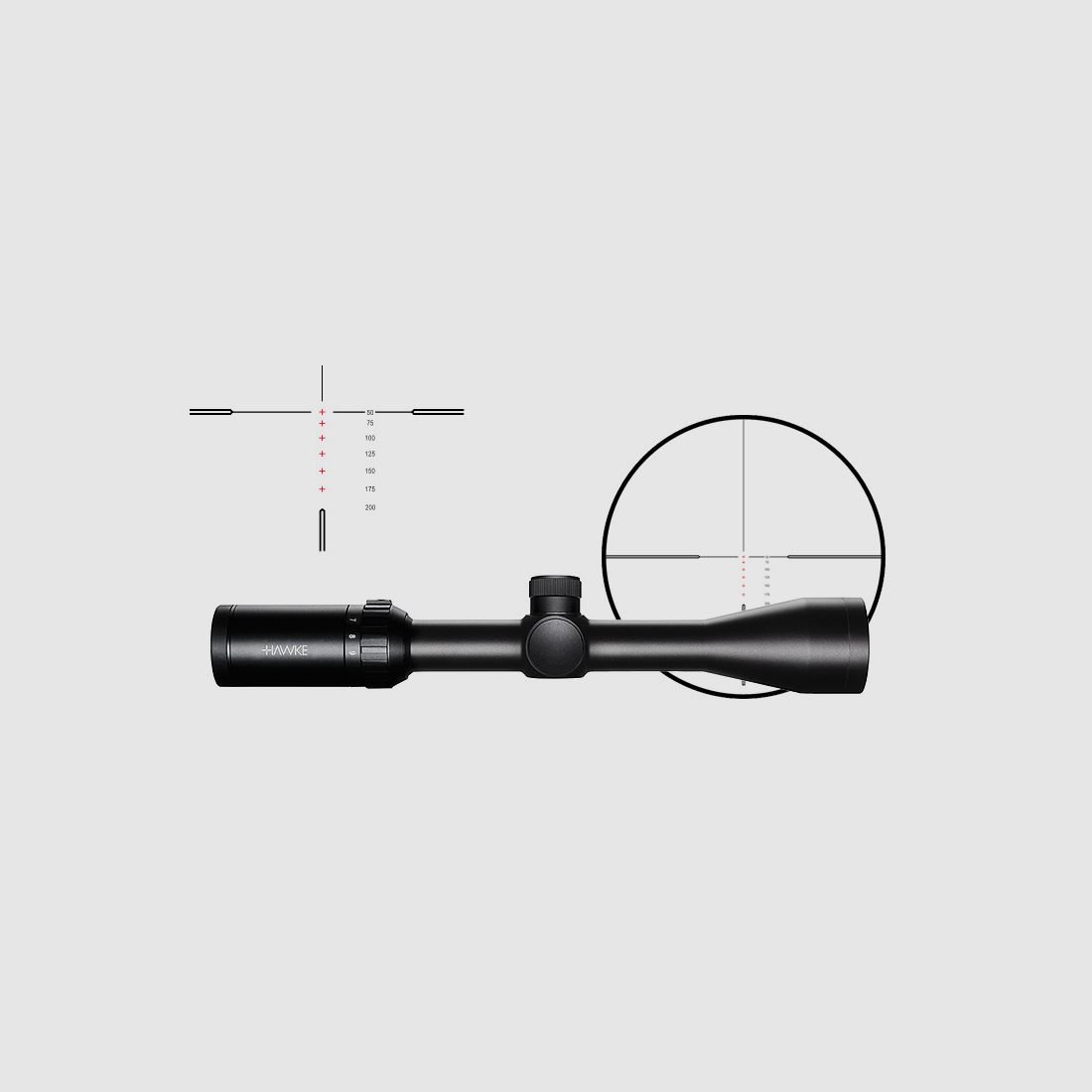 Zielfernrohr von Hawke Modell Vantage IR 1 Zoll 3-9x40, Absehen Rimfire .22 LR Subsonic