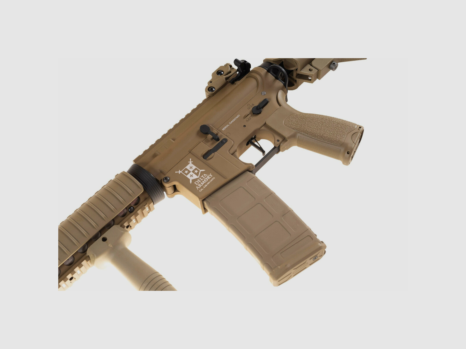 AR15 RIS ALPHA Full Metal in Tan S-AEG Airsoft free from 18 years - Delta Armory