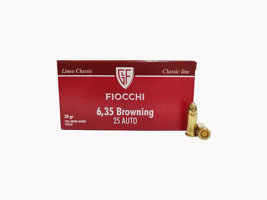 Patronen Fiocchi Kal. 6,35 Browning 25 Auto FMJ 50 gr