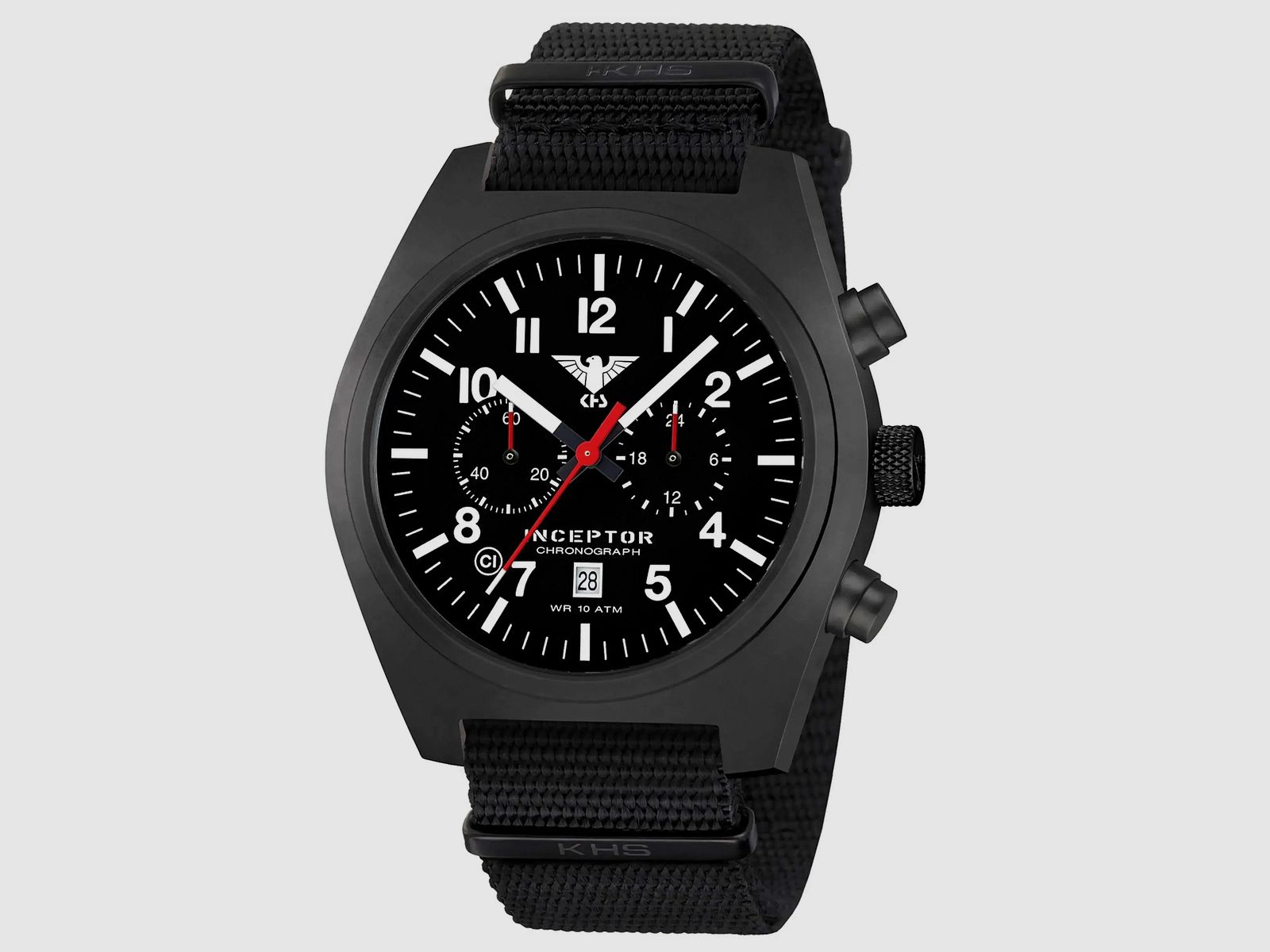 KHS KHS Reloj Inceptor Black Steel Cronógrafo Banda NATO