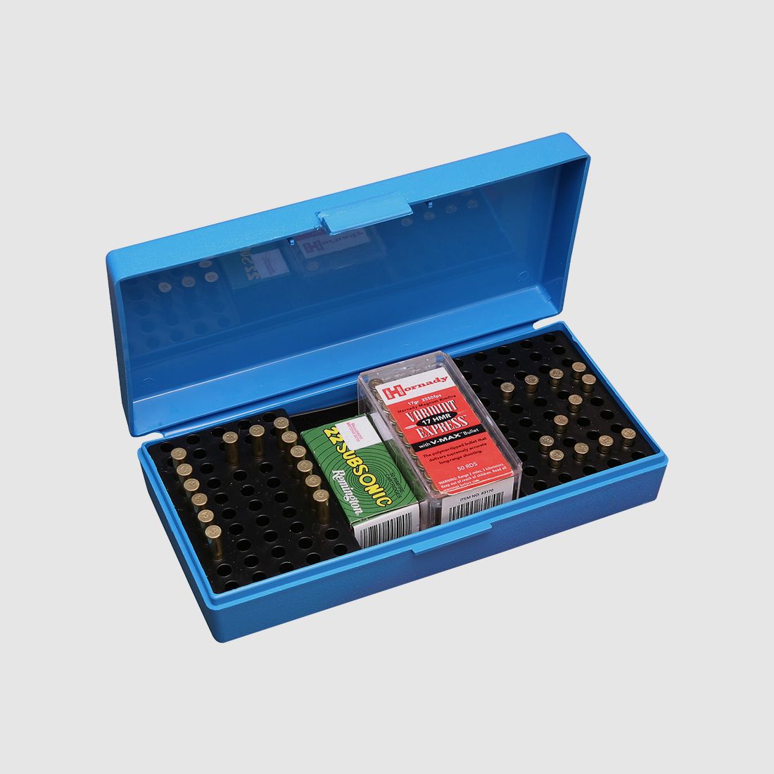 MTM Scatola per competizioni calibro ridotto SB-200-20 blu con coperchio a ribalta per 100 cartucce .22 LR