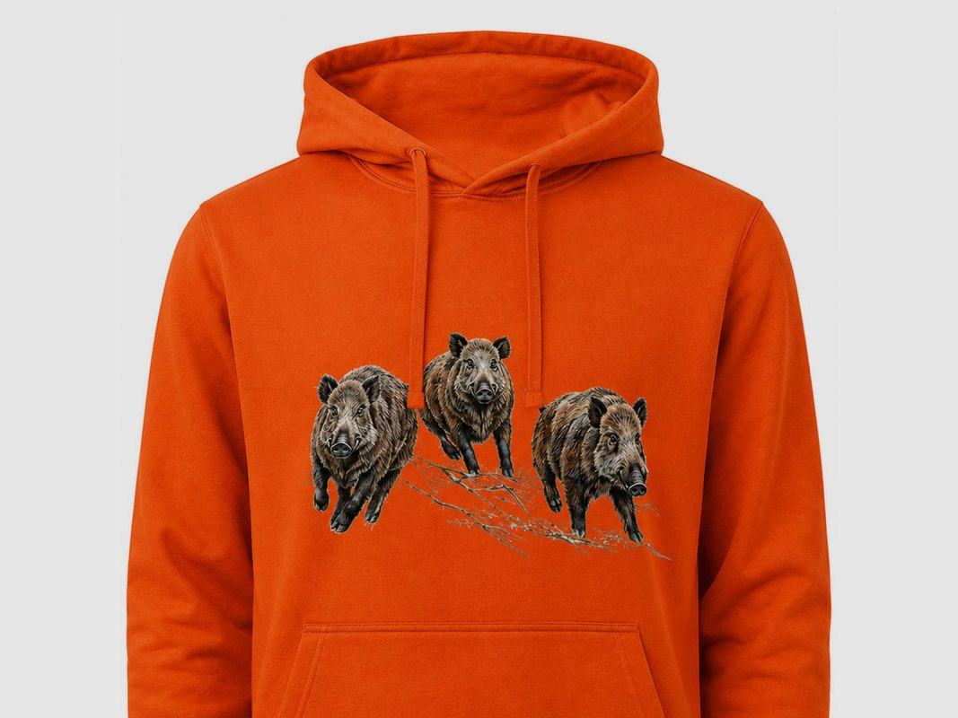 Bartavel® orange hoodie boar pattern M-3XL, image 6 of 10