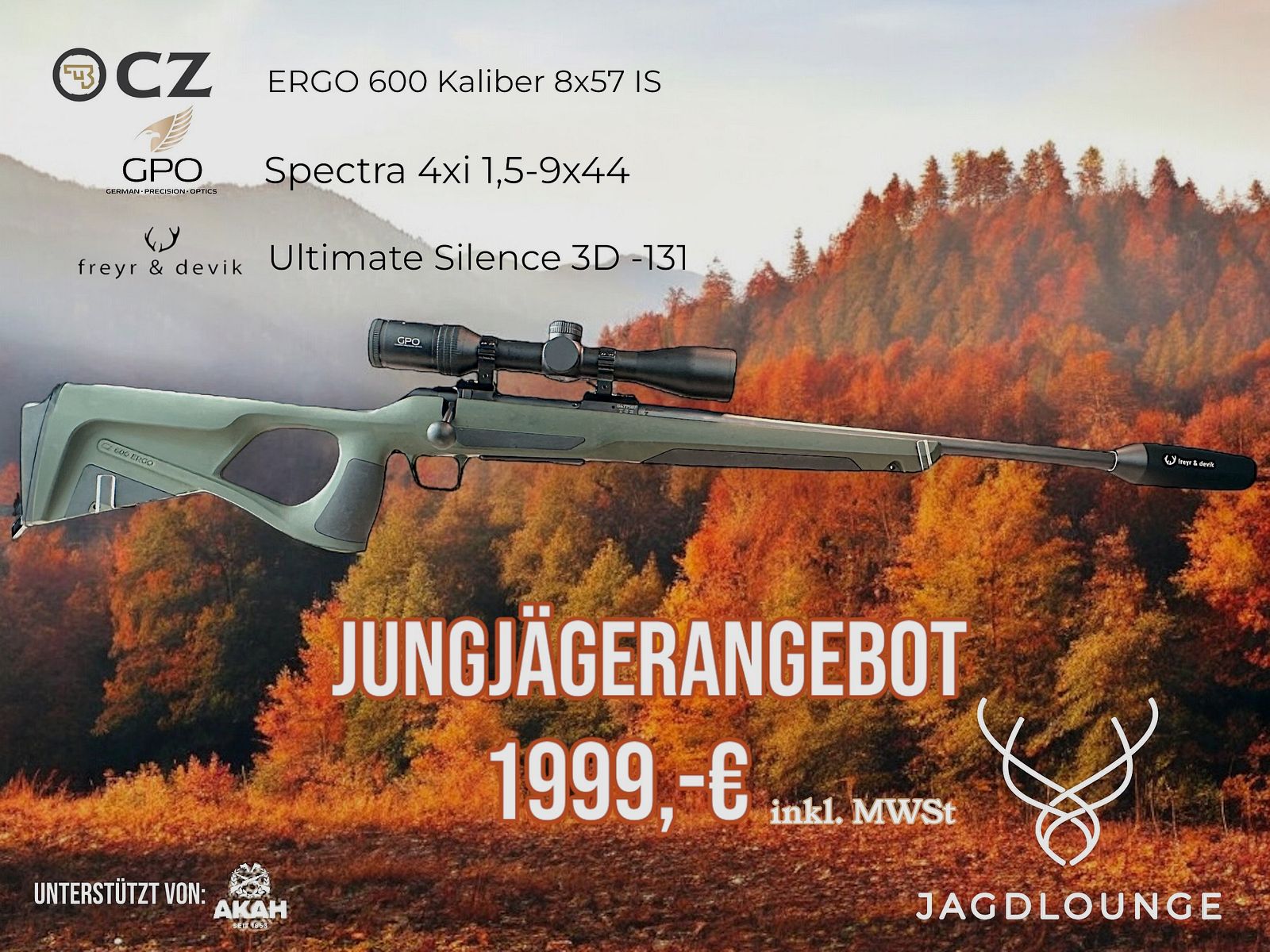 CZ 600 Ergo 8x57 IS im Jungjäger Paket