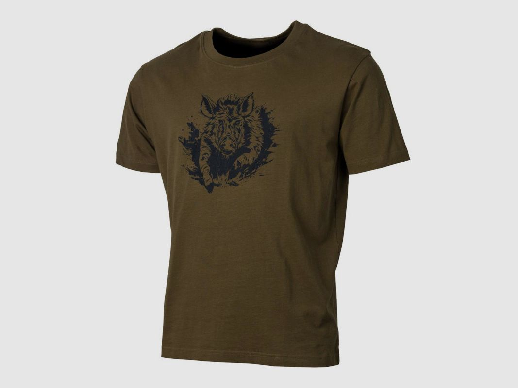T-Shirt Wildschwein Khaki - Robuster Naturstil