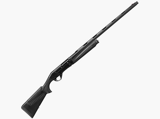 Benelli Black Eagle 28 mit 76 Magnum Kammer, das kleinste Modell der Black Eagle Serie. In diesem halbautomatischen Gewehr ist das Gehäuse, das von der Lauf getrennt ist, aus Aluminium gefertigt, was diese Waffe leicht und vielseitig macht.