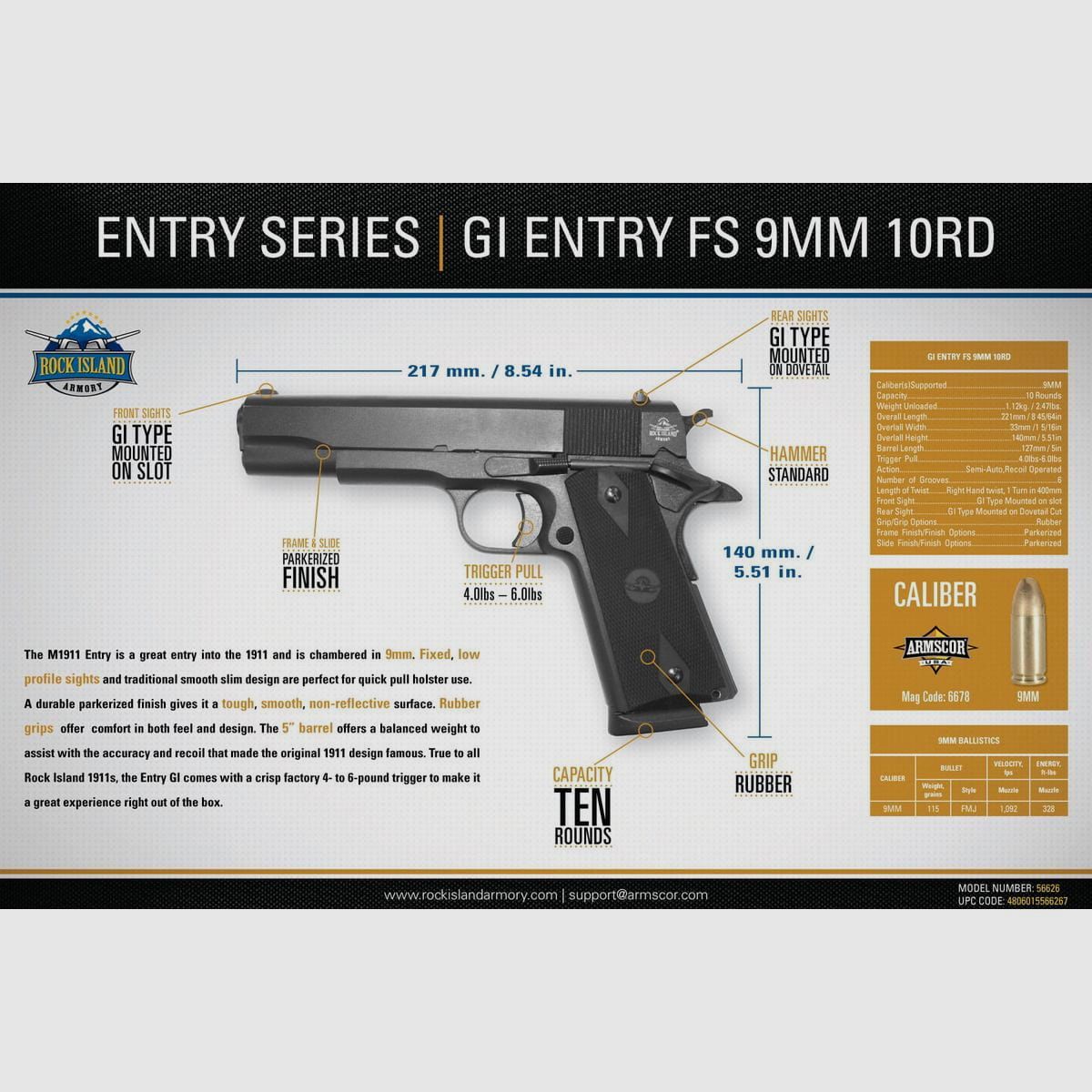 Pistola RIA GI ENTRY FS 9x19, imagen 4 de 4