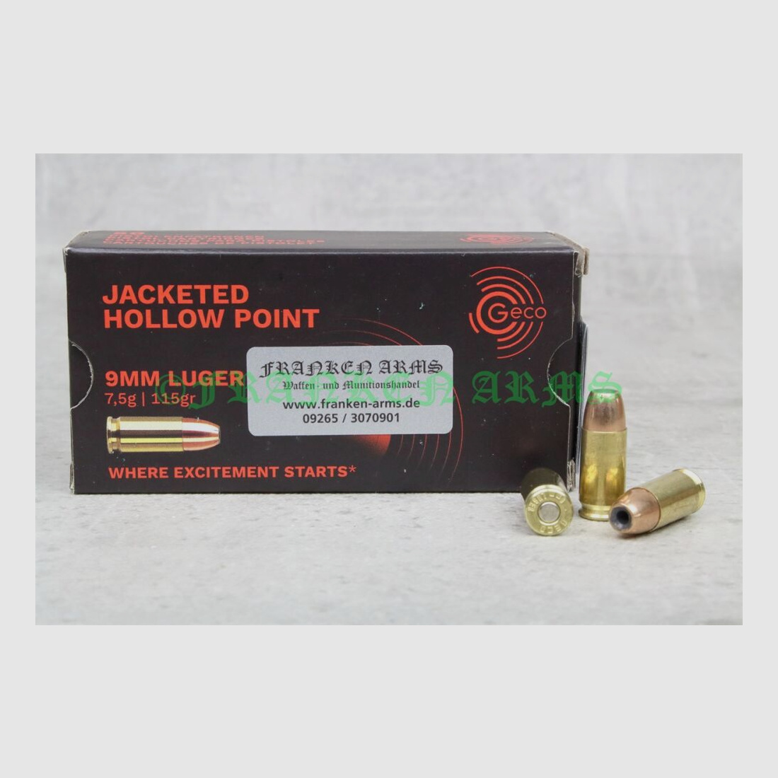 Geco 9mm Luger Hohlspitz 115gr. 7,5g 50 Stück Staffelpreise