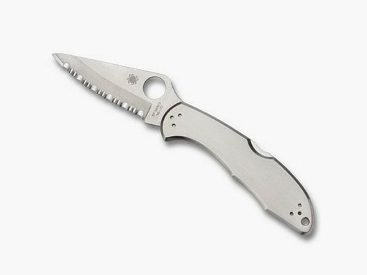 Spyderco Delica 4 Stainless Knife with Steel Handle Serrated Edge