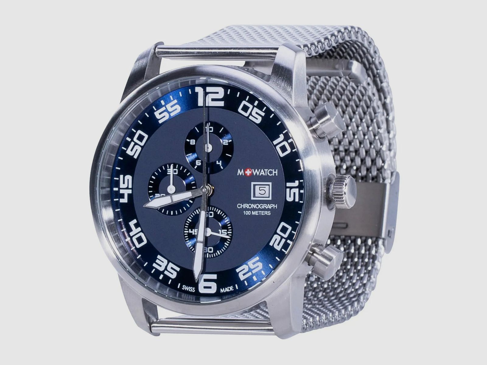 M+WATCH M+WATCH Armbanduhr Mondaine Aero 45 silberfarben