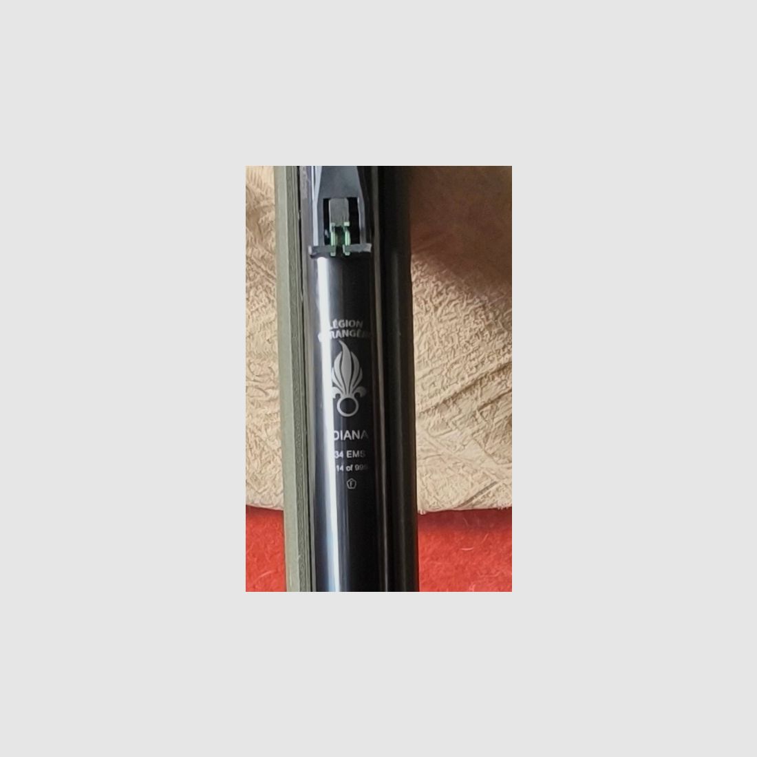 Diana 34 EMS Legion foreign special edition 514 of 999 color OD GREEN, only three Diablos shot for testing, visually and functionally in good condition, caliber 4.5mm
