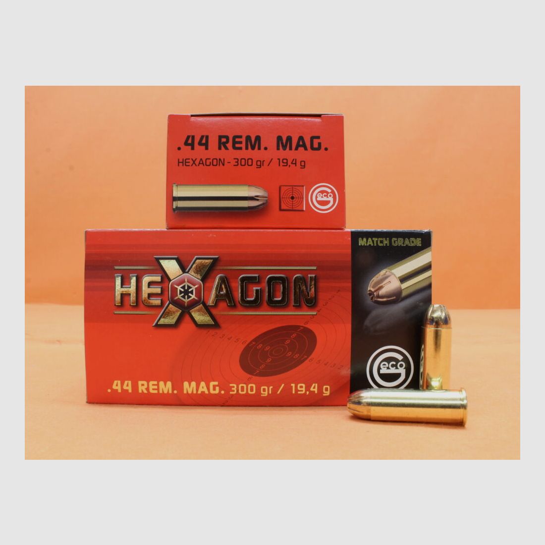 GECO Patrone .44RemMag GECO 300grs HEXAGON (2408124) VE 50 Patronen/ 19,4g Hohlspitz-Scheibengeschoß