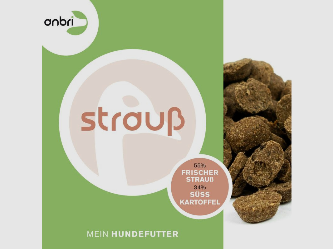 anbri gebackenes Hundetrockenfutter Frischer Strauß mit Süßkartoffeln