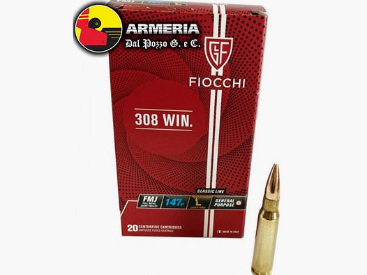 FIOCCHI CARTUCCE 308 WIN. 147 GR FMJ