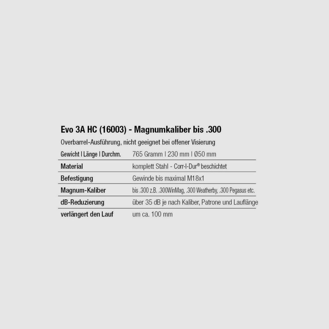 SmallArms Industries EVO 3A HC M17x1 Zwart .300WM .300WinMag