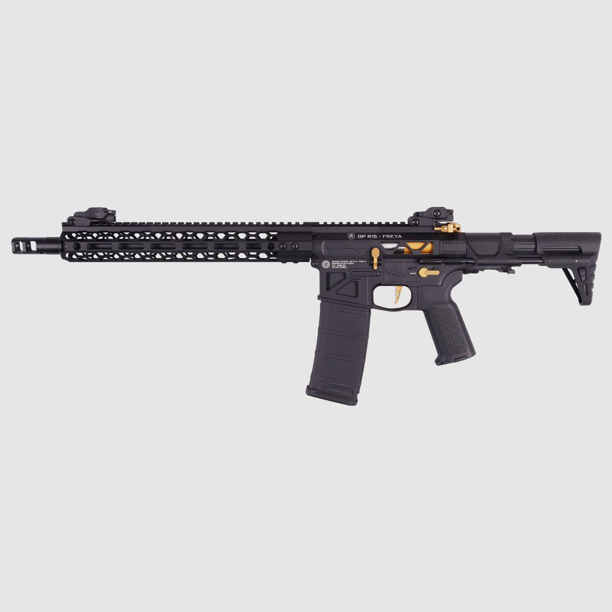 GP R15 FREYA HEXAGON Skeleton 12,5" PDW gen.2 M-LOK Czarny/Złoty S-AEG Wolny od 18 lat -F- | Delta Armory