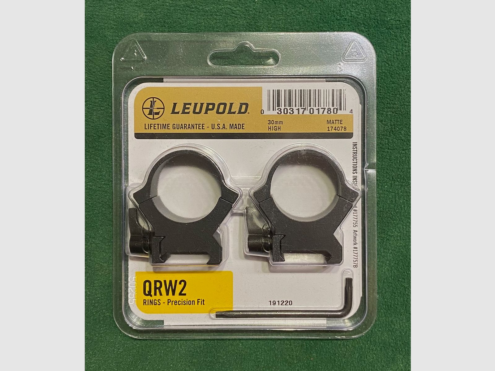 Leupold QRW2 Weaver RINGE 30mm High (H=12,18mm) mit Spannhebel, Stahl, Matt