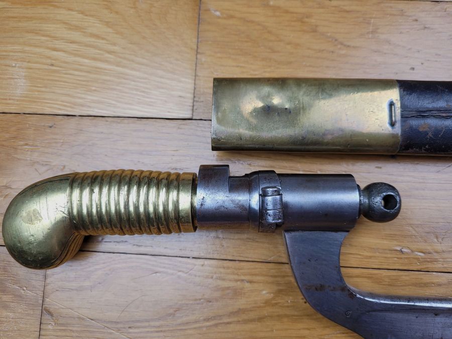 Seltene Bajonett „Poncharra“ 1. Modell – Büchse der Tirailleure 1837 – eine der + seltensten französischen Bajonette mit Futteral(!) Ausgezeichneter Zustand, Bild 9 von 24