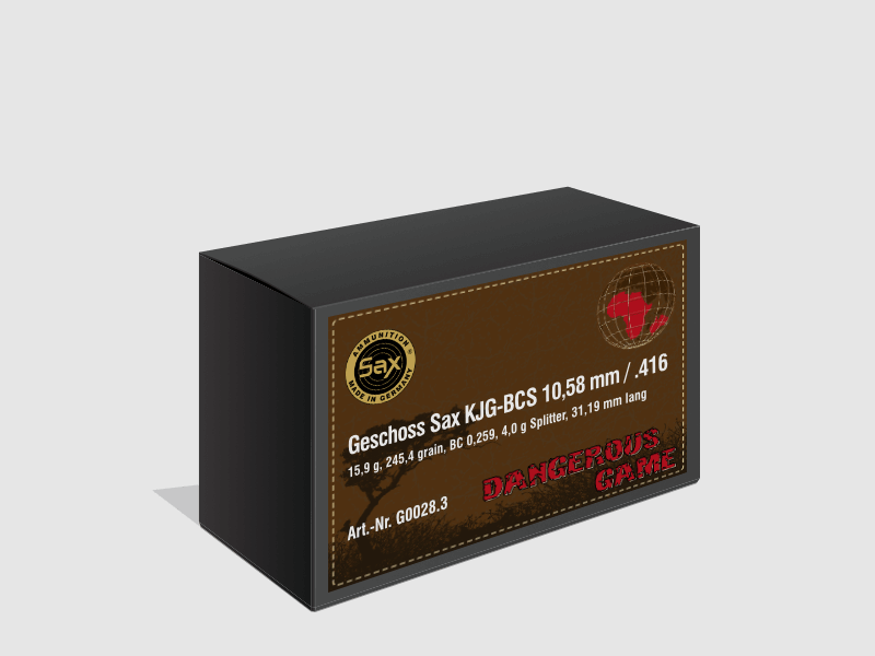Geschosse Sax KJG-BCS 10,58 mm / .416, 15,95 g / 245,37 gr, Bild 1 von 2