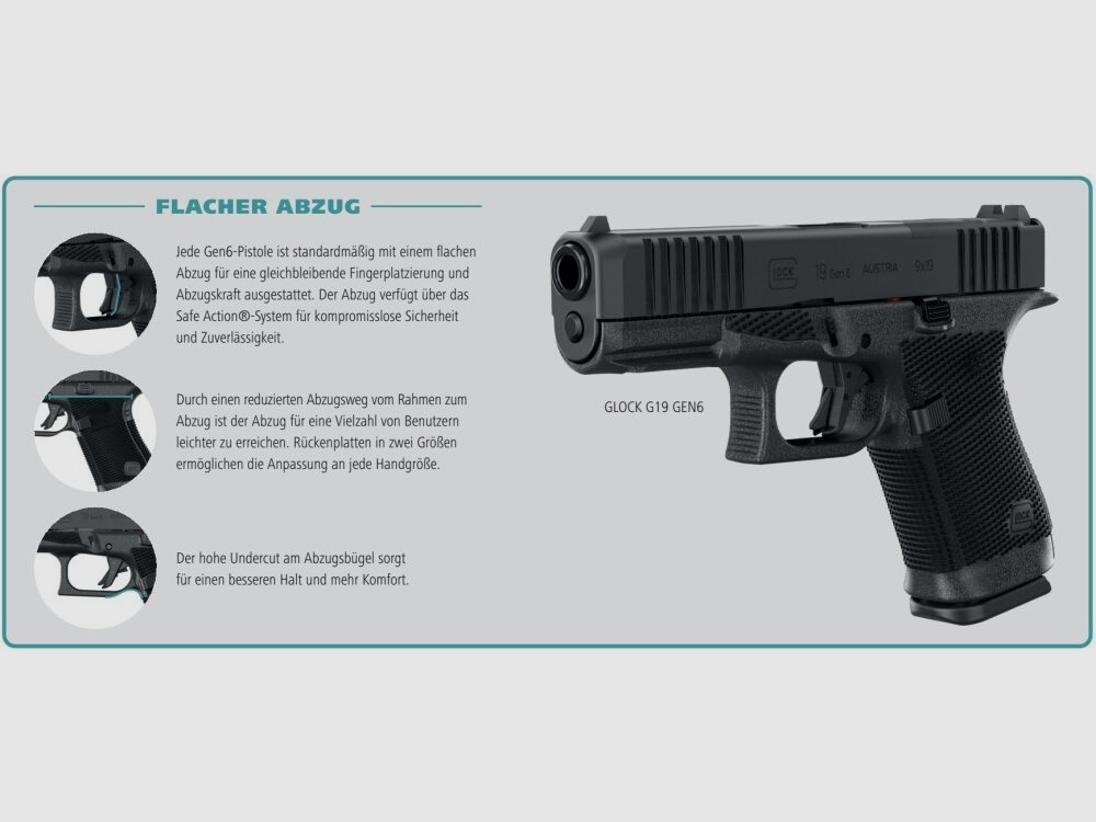 Glock Halbautomatische Pistole GLOCK Pistole G19 Gen6, OR, FS, 9 mm Luger, Compact