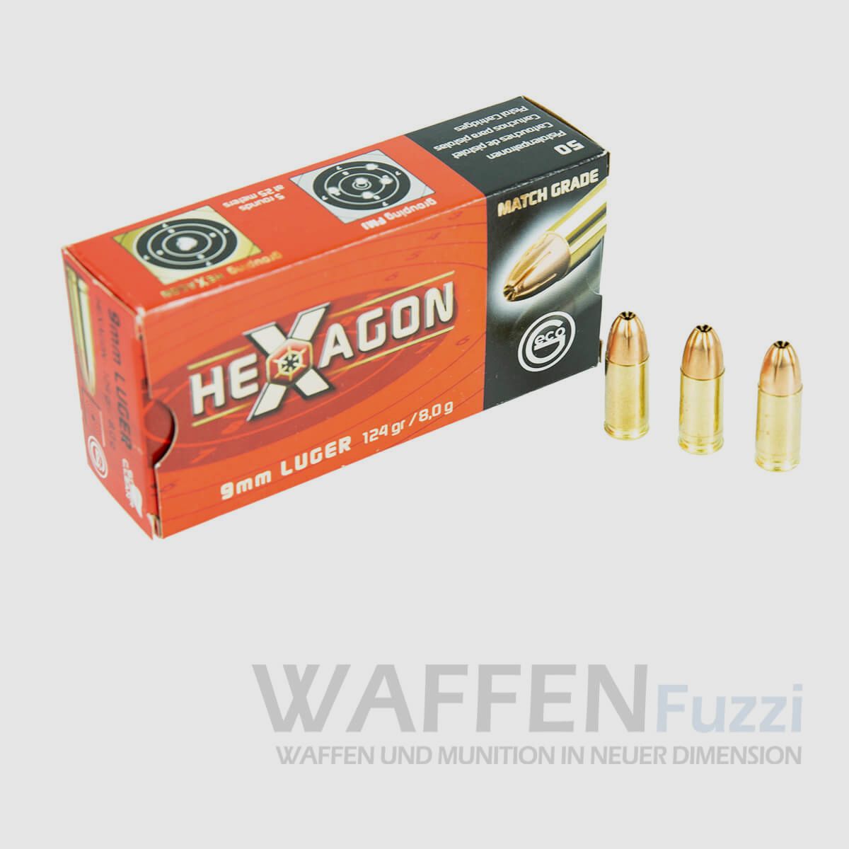 Geco 9mm Luger Hexagon 8,0g 50 Schuss